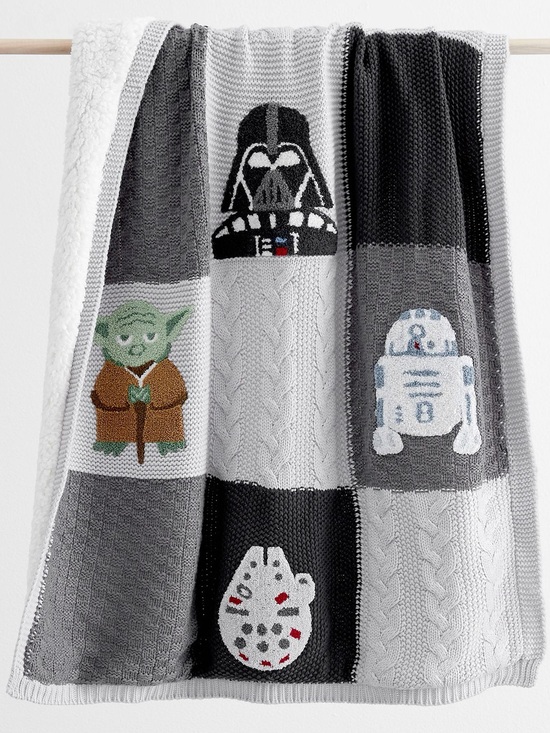 Pottery Barn Kids Other - Pottery Barn Kids Star Wars Sherpa-Backed Patchwork Knit Baby Blanket